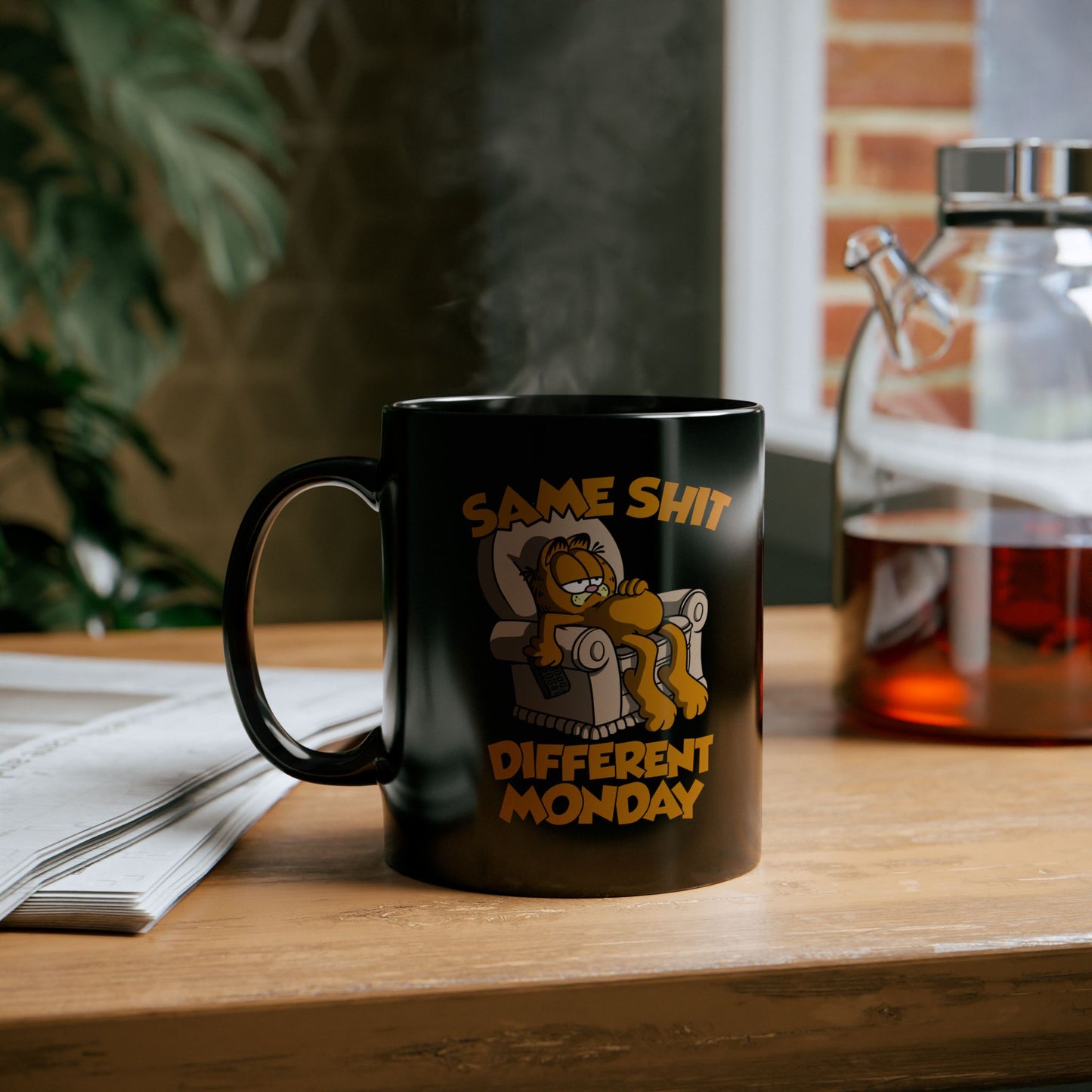 Same Cat, Different Monday ceramic mug