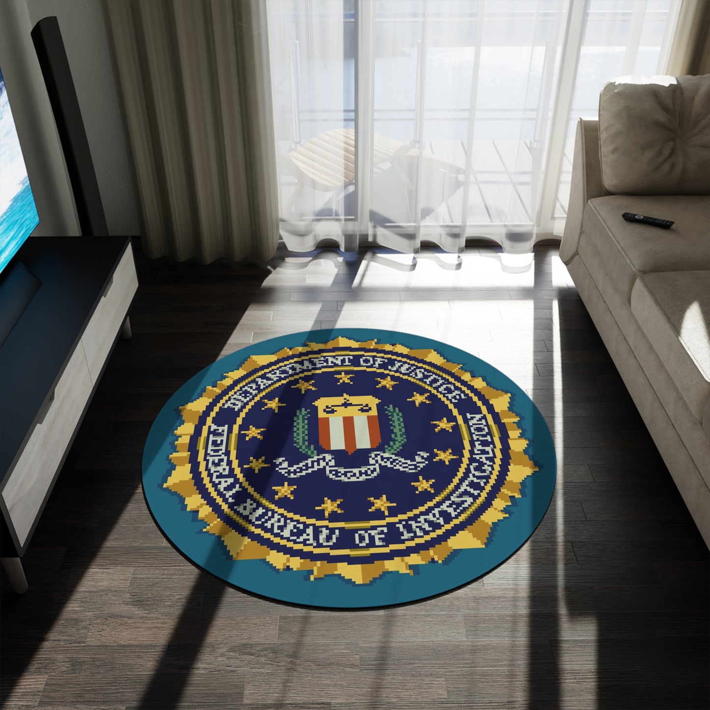 90s Arcade Warning round rug