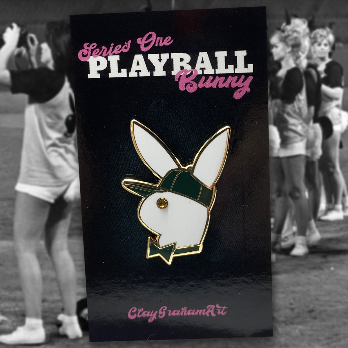 Playball Bunny Blind Bag hard enamel pin w/ gem "eye"
