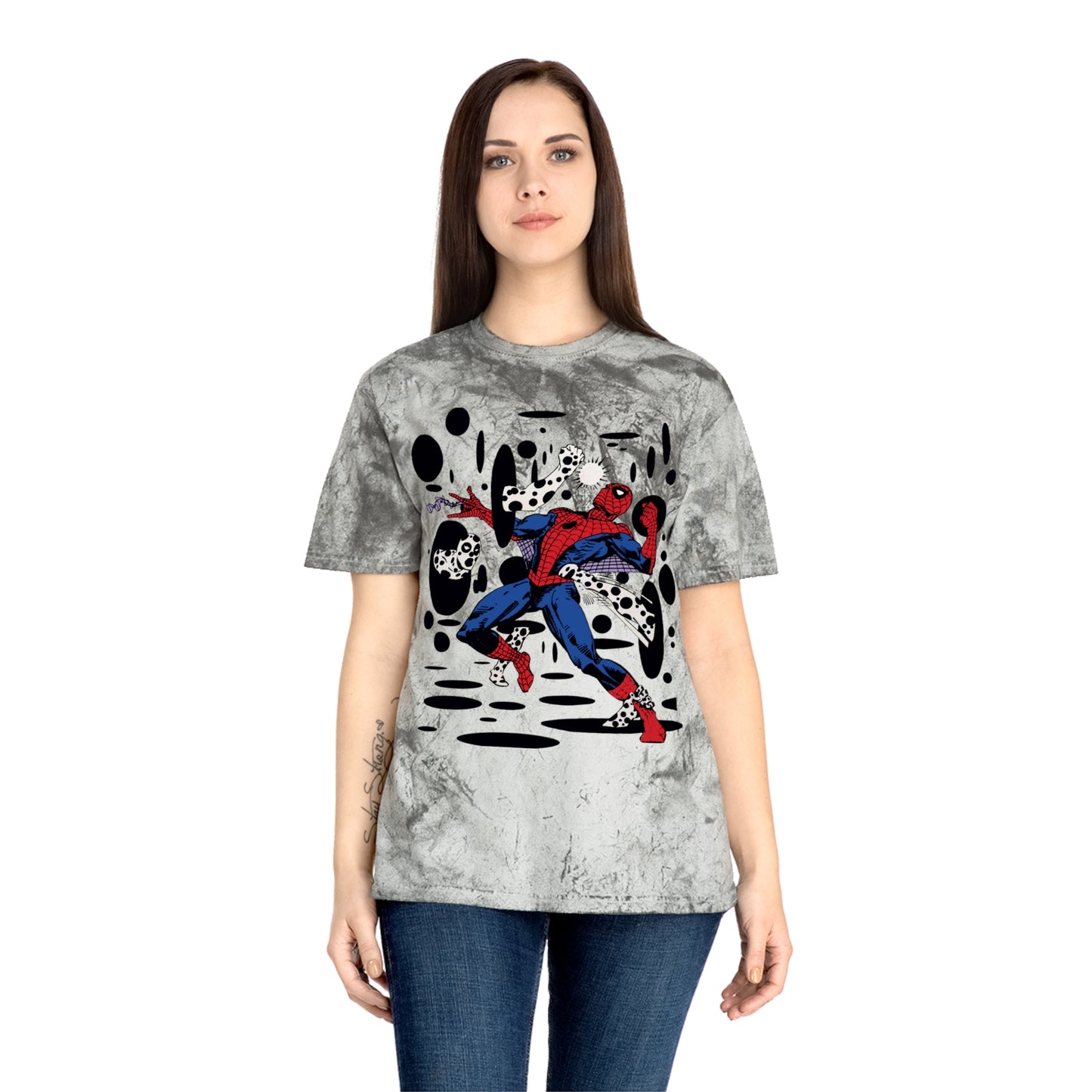 Spidey in a Spot color blast dye tee