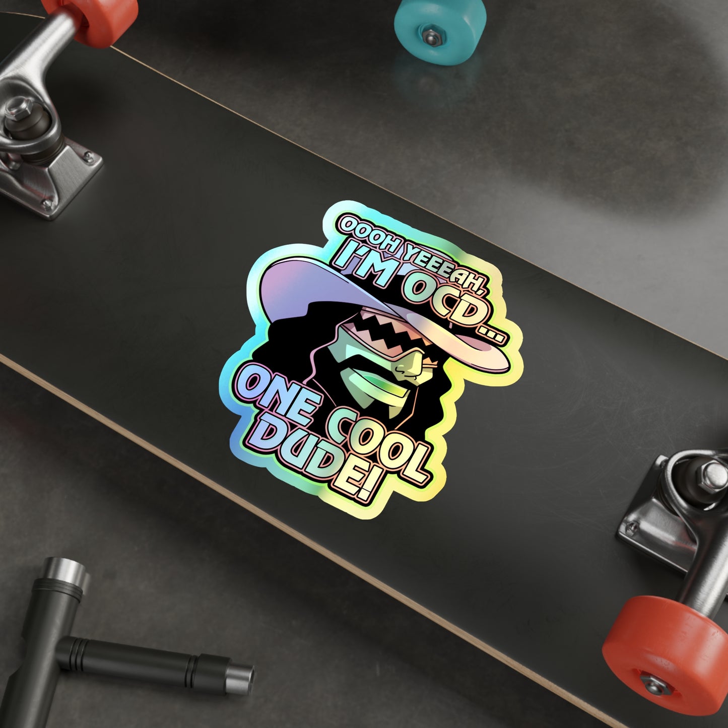 One Cool Dude holographic vinyl sticker