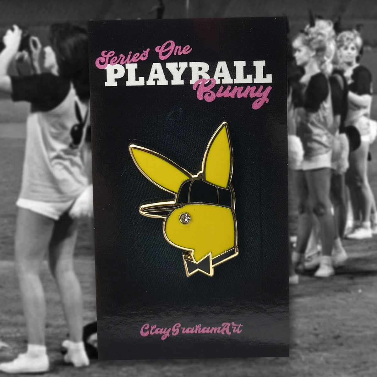 Playball Bunny Blind Bag hard enamel pin w/ gem "eye"