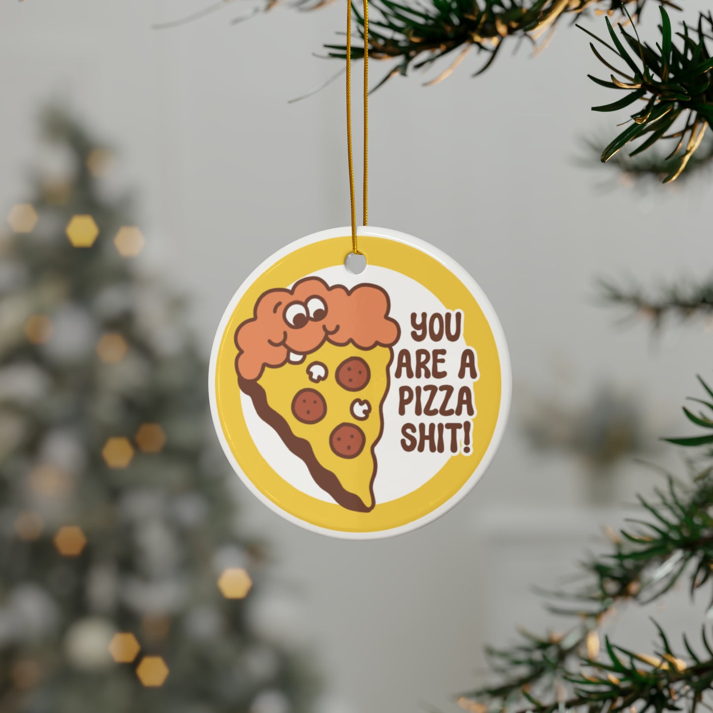 Bad Job Pizza ceramic ornament