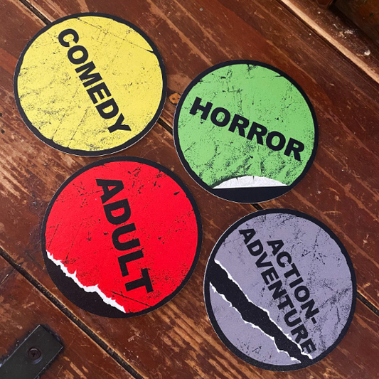 Video Store Sections basic coaster SET OF 4