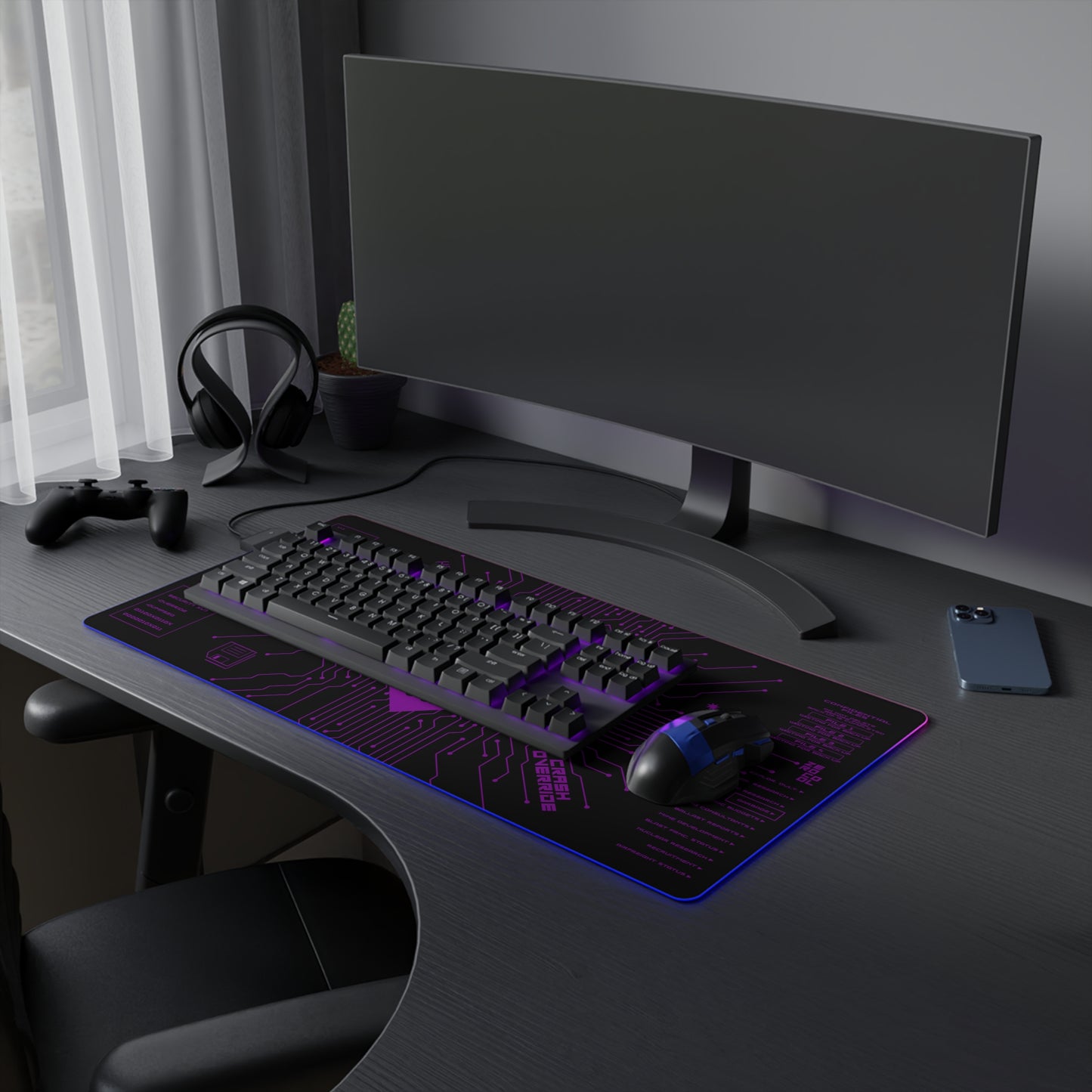 Hack the Planet LED deskmat (PURPLE)