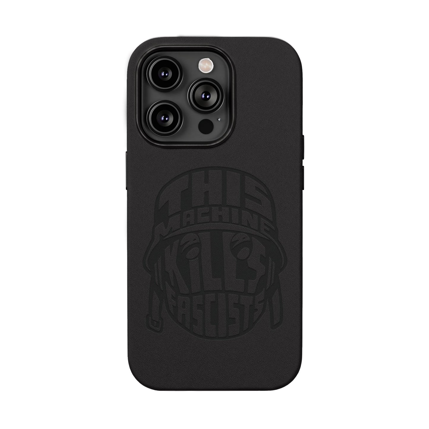 This Machine Kills Fascists faux leather phone case