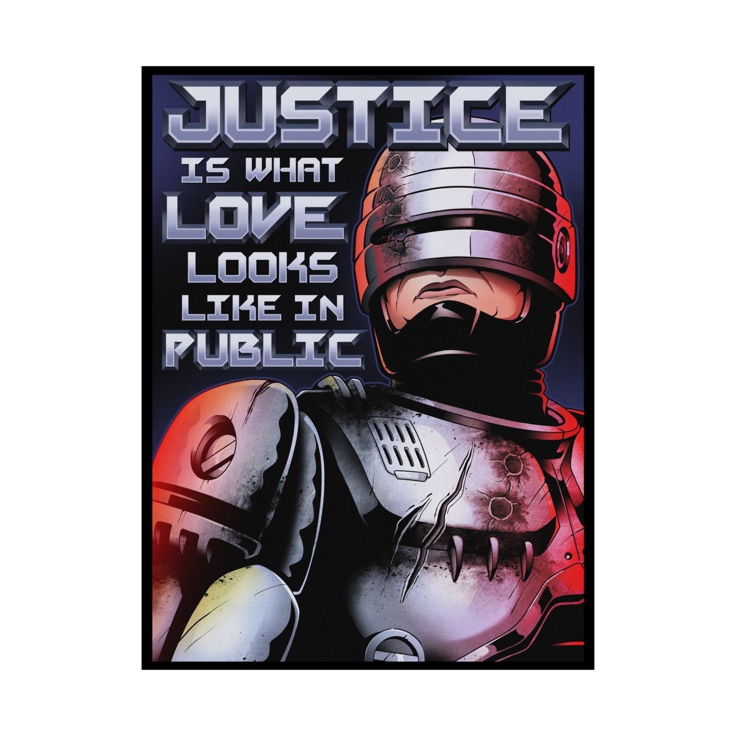 Robo Justice Battle Damage Variant matte poster