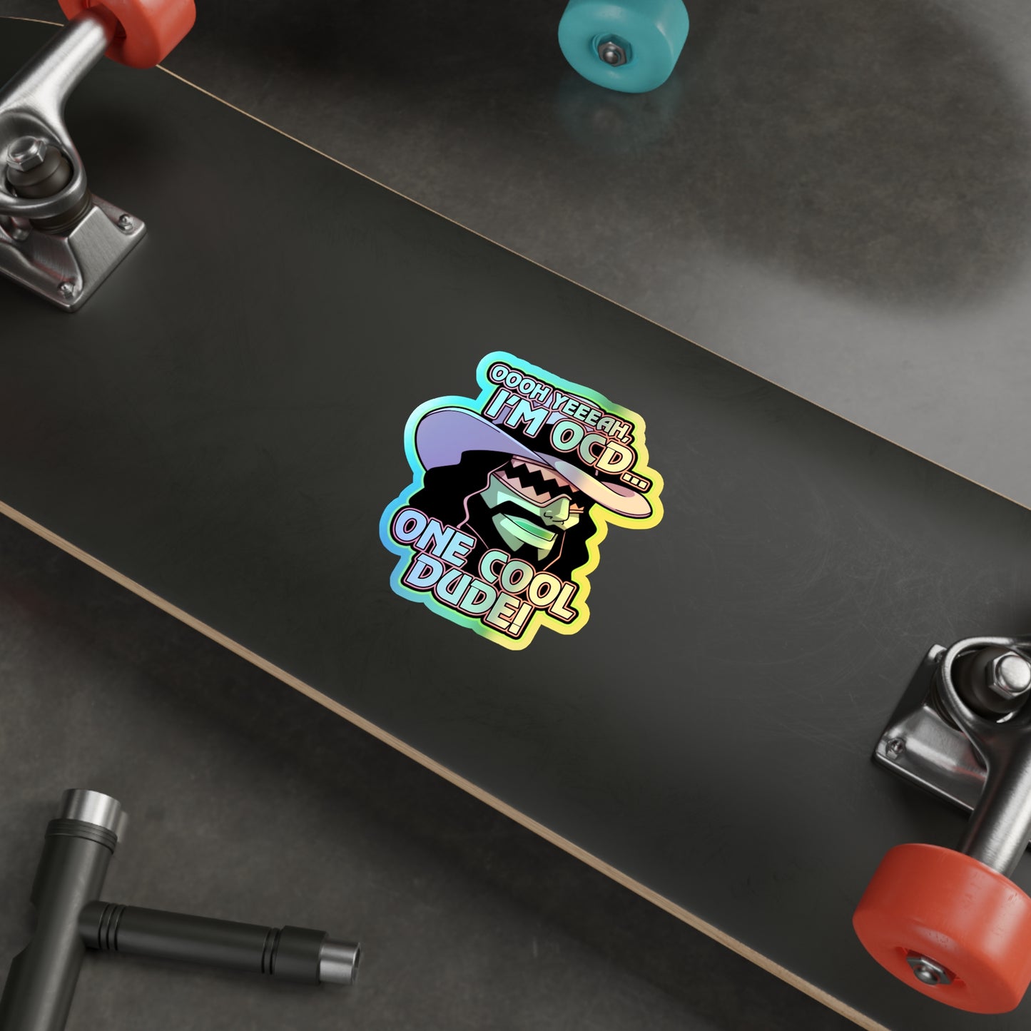 One Cool Dude holographic vinyl sticker