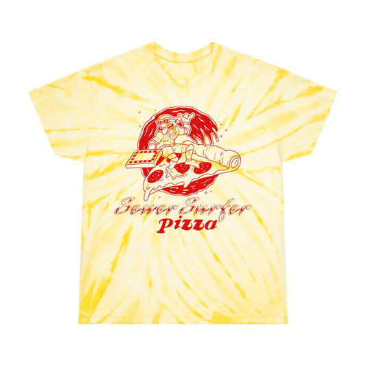 Sewer Surfer Pizza tie-dye t-shirt