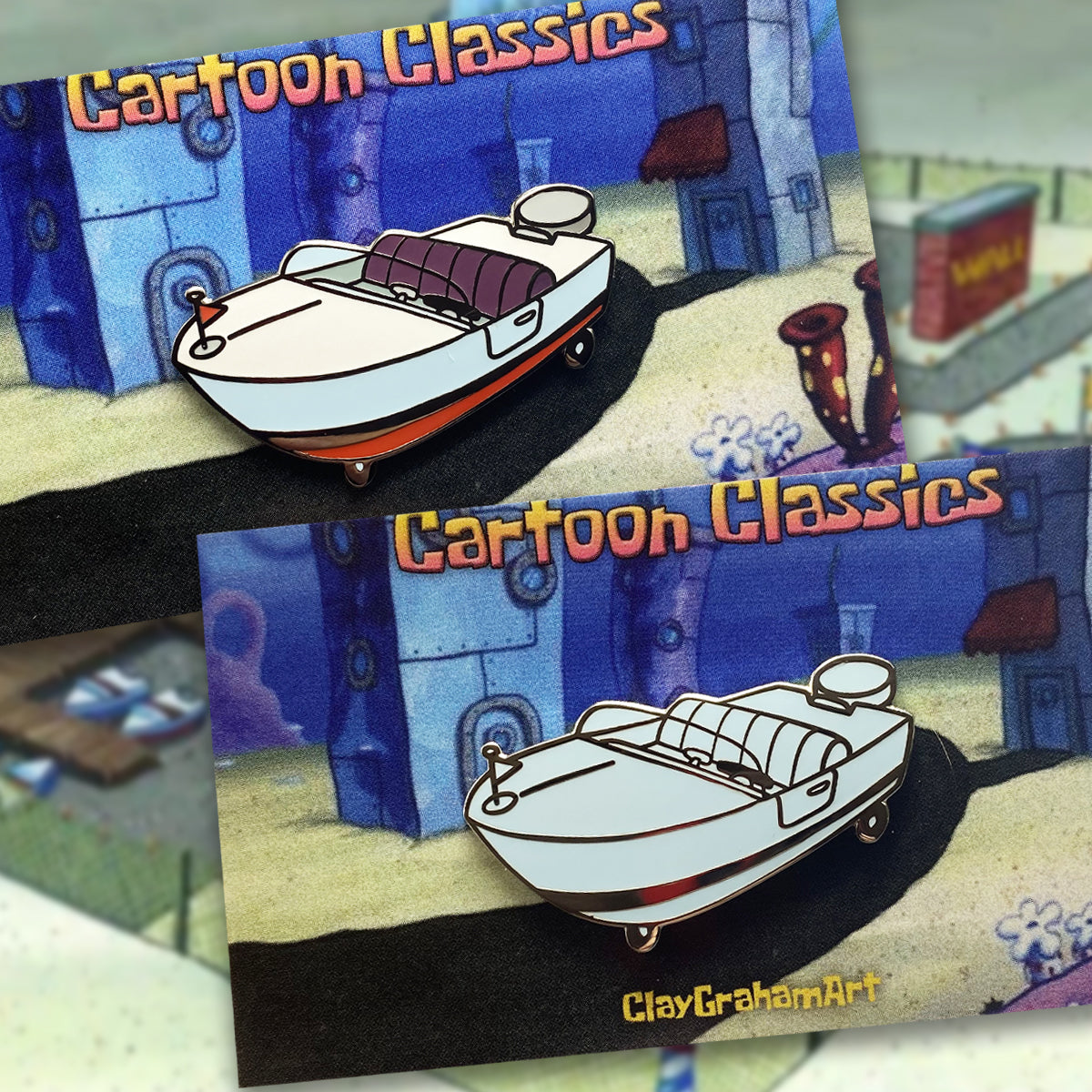 Cartoon Classics SB Boat 1.5" Hard Enamel Pin