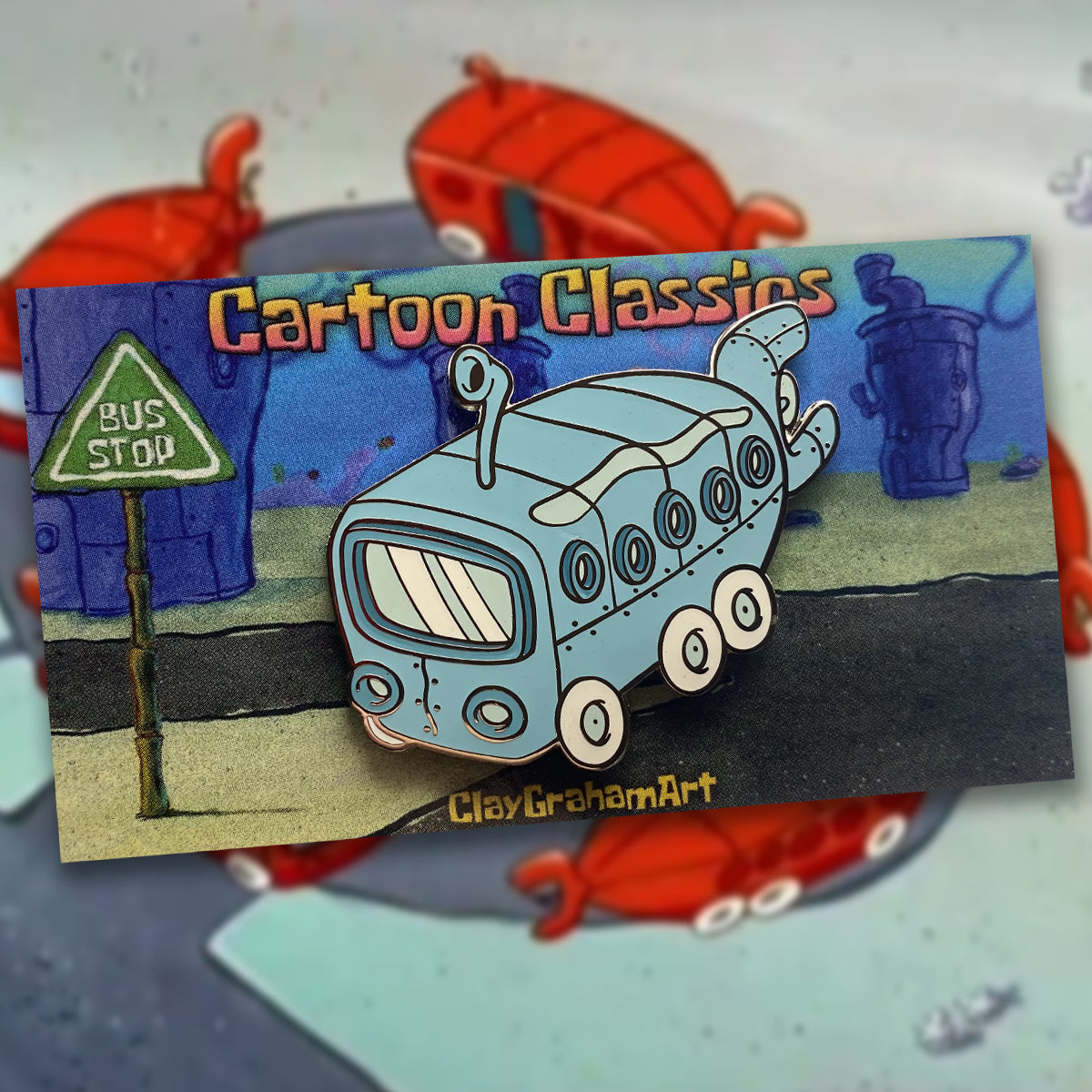 Cartoon Classics SB Bus 1.75" Hard Enamel Pin