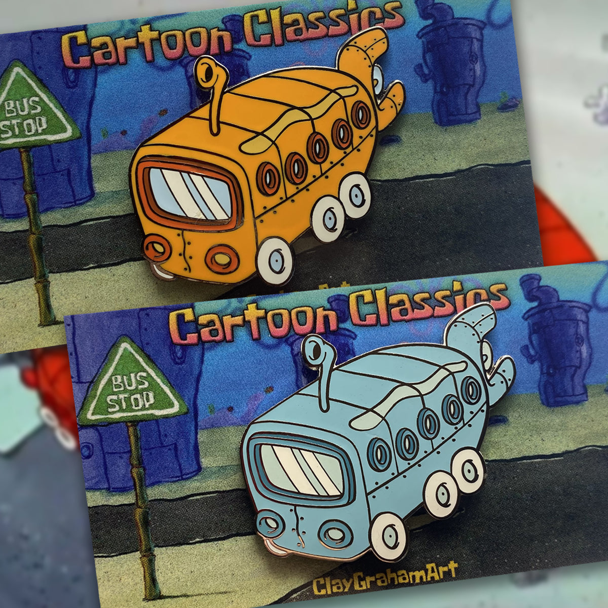 Cartoon Classics SB Bus 1.75" Hard Enamel Pin