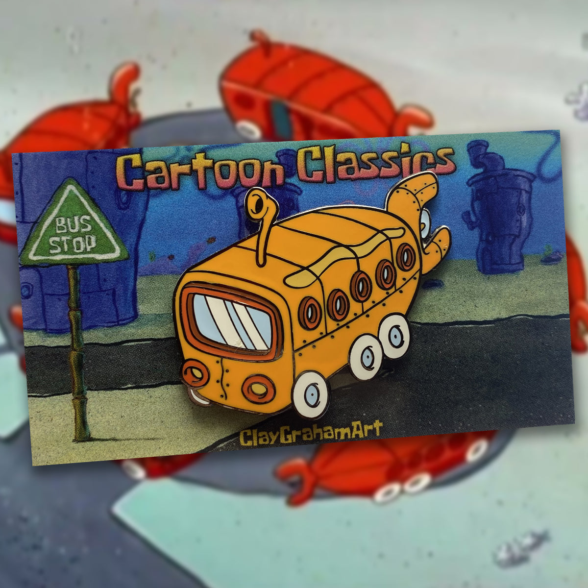 Cartoon Classics SB Bus 1.75" Hard Enamel Pin