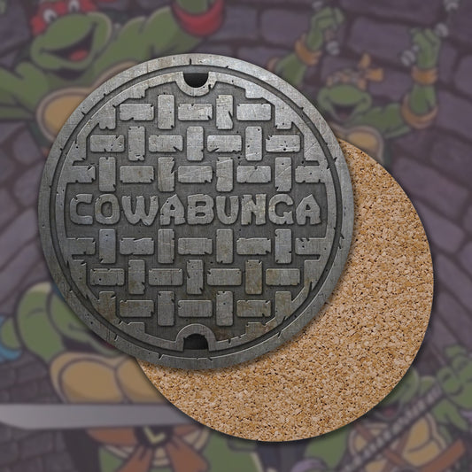 Cowabunga Down Unda premium corkback coaster