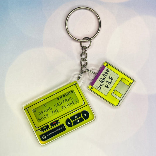 Hack the Planet acrylic charm keychain set