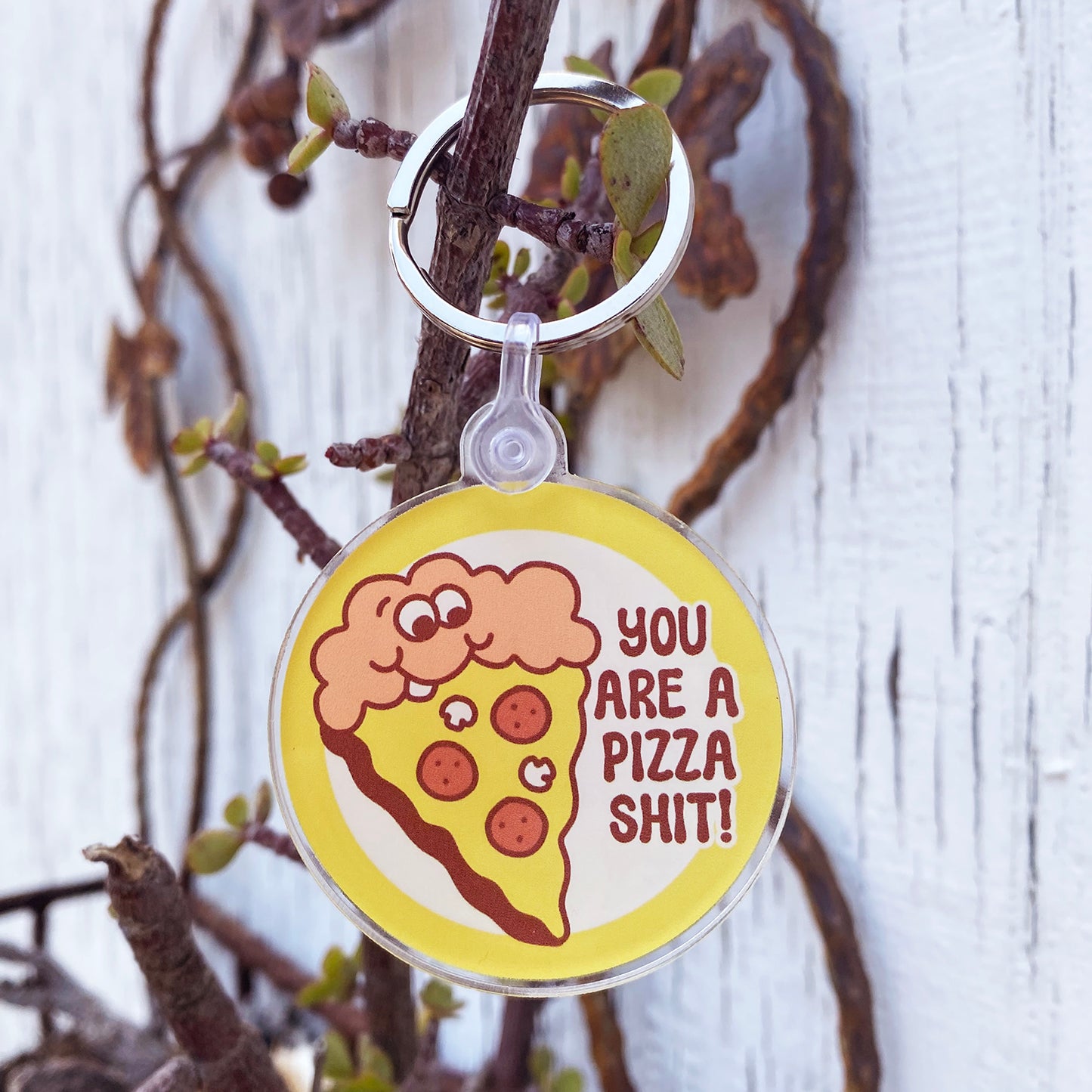 Bad Job Pizza acrylic keychain