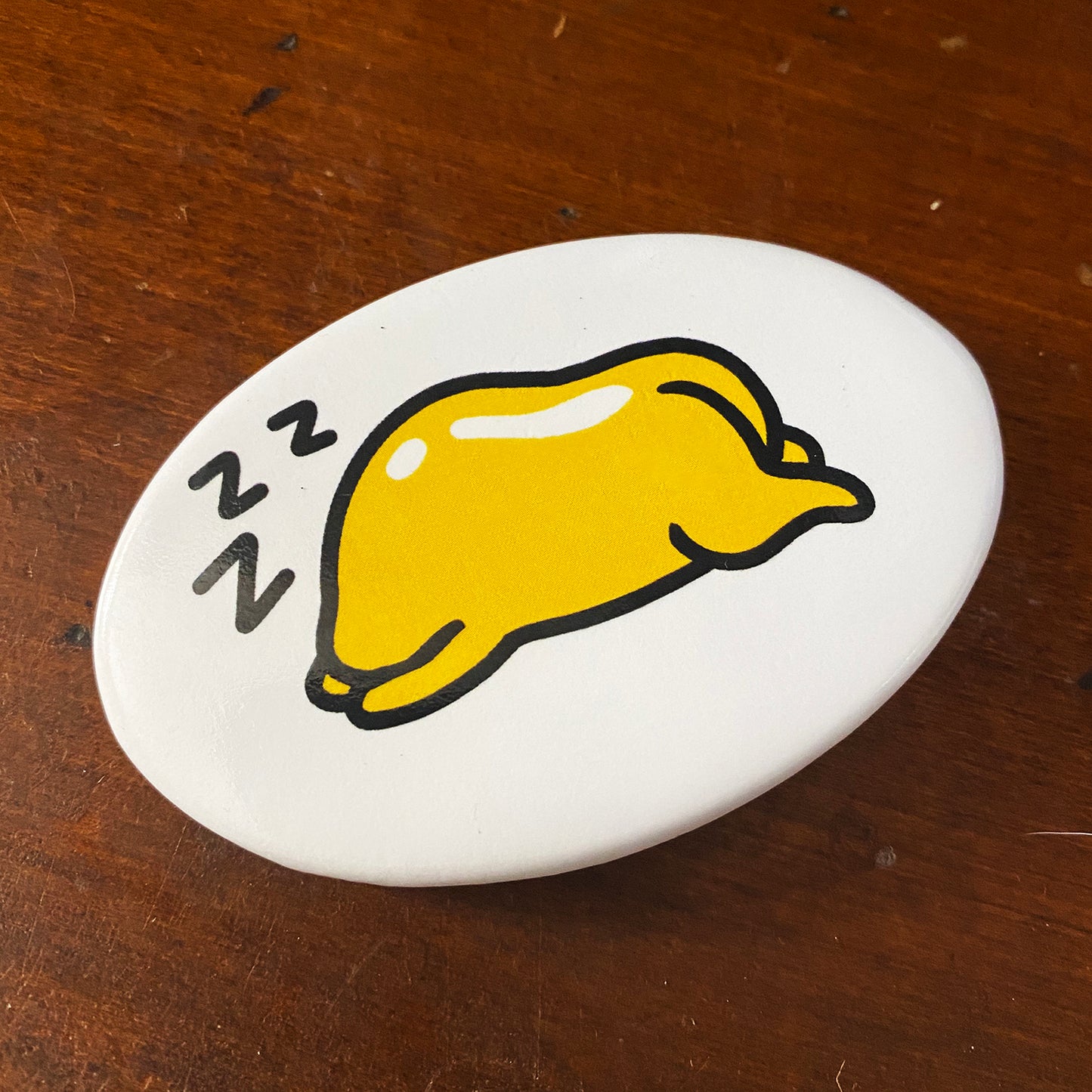 Sleepy Egg 3" x 1.75" button