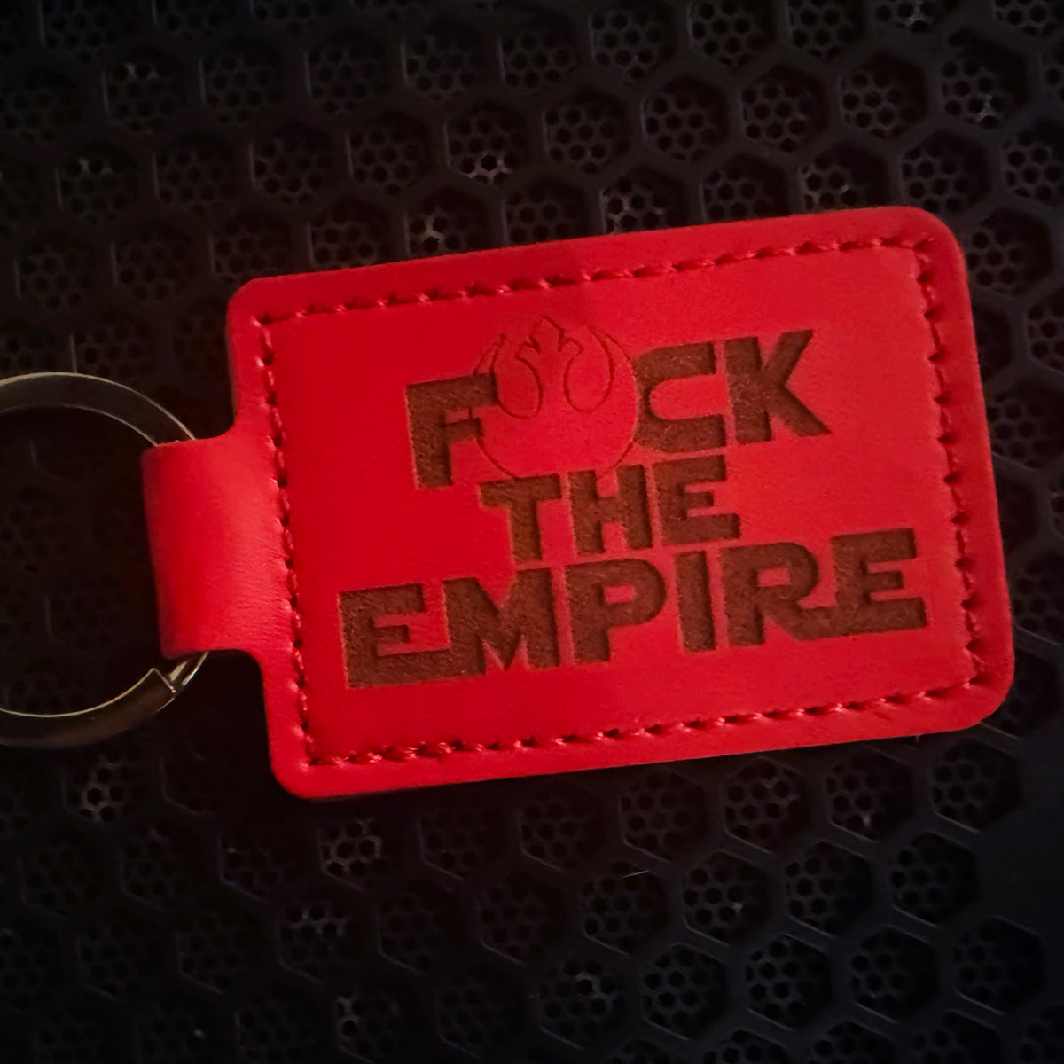 Eff the Empire faux leather keychain