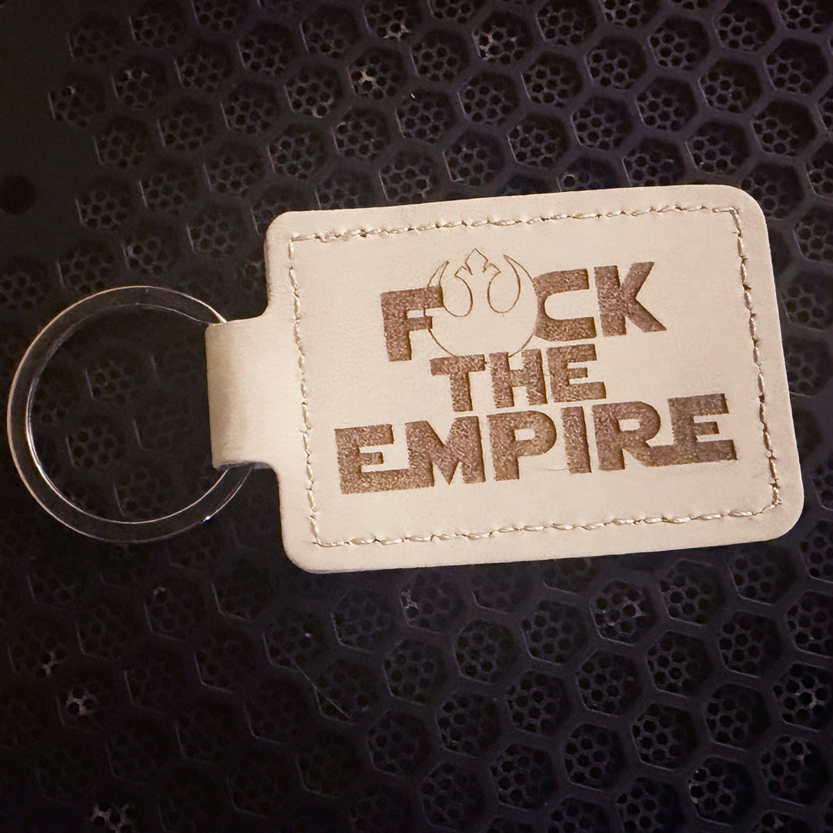 Eff the Empire faux leather keychain