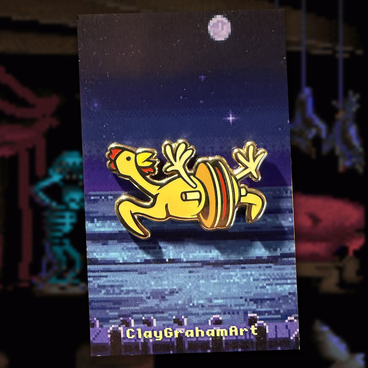 Rubber Chicken with a Pulley in the Middle 1.5" Hard Enamel Pin