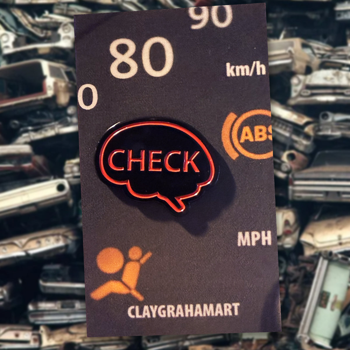 CHECK BRAIN LIGHT 1.25" Soft Enamel Pin