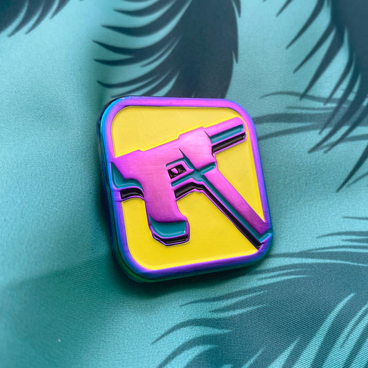 Vice City Heater 1.25" Anodized Metal Soft Enamel Pin