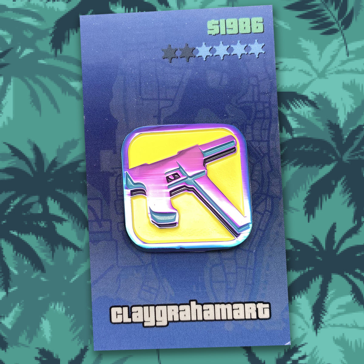 Vice City Heater 1.25" Anodized Metal Soft Enamel Pin