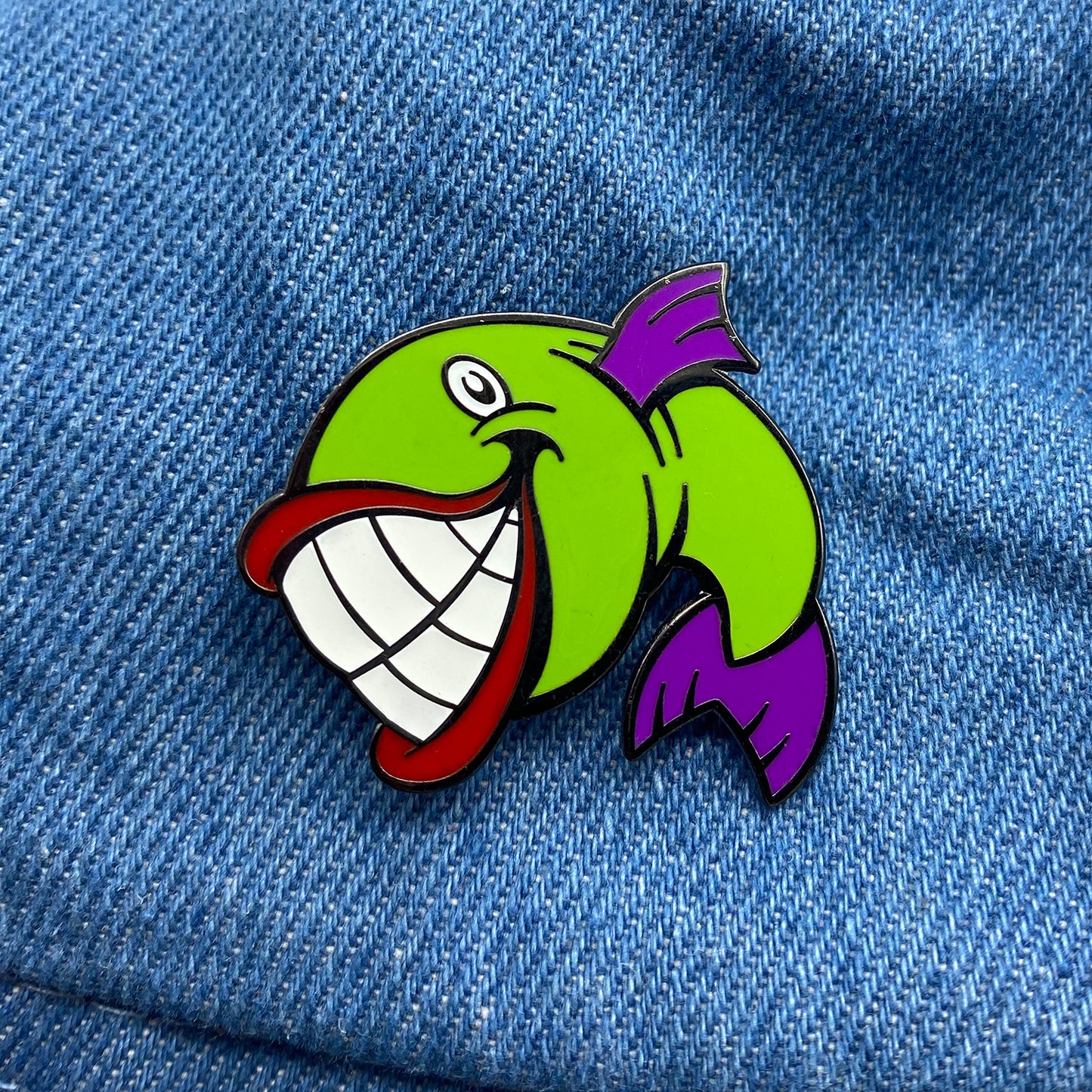 Laughing Fish 1.25" hard enamel pin