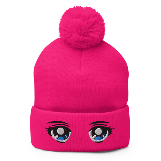 Anime Eyes beanie w/ pom