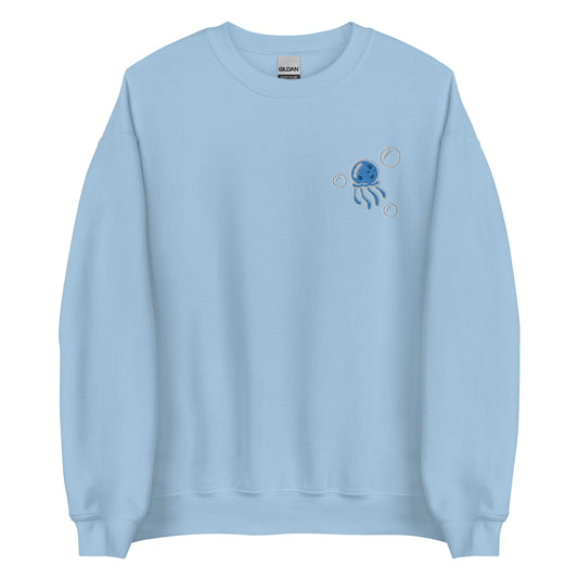 Jellyfish BLUE embroidered crewneck sweatshirt