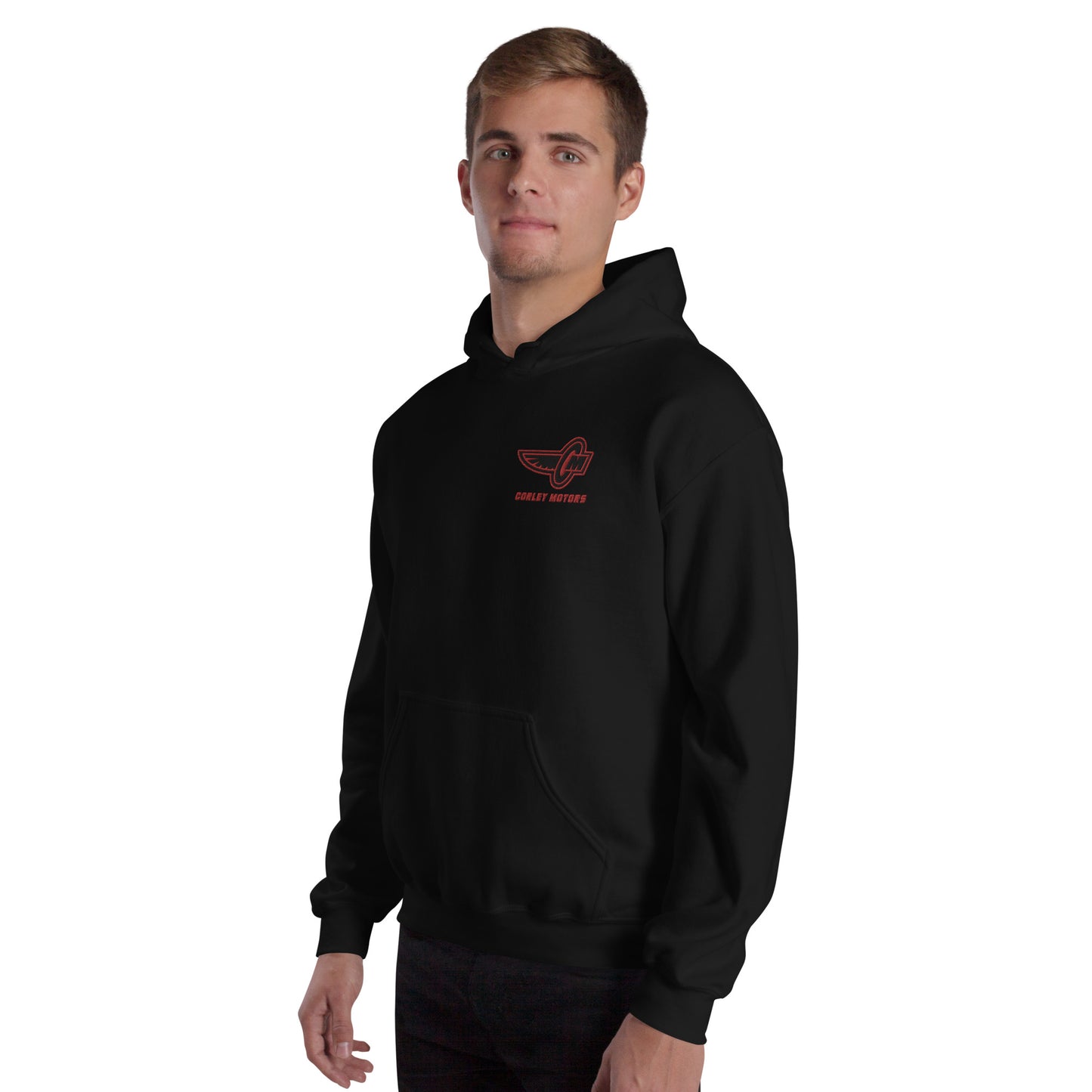 Corley Motors 95 embroidered pullover hoodie