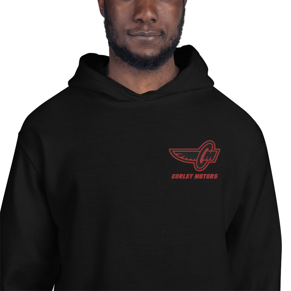 Corley Motors 95 embroidered pullover hoodie