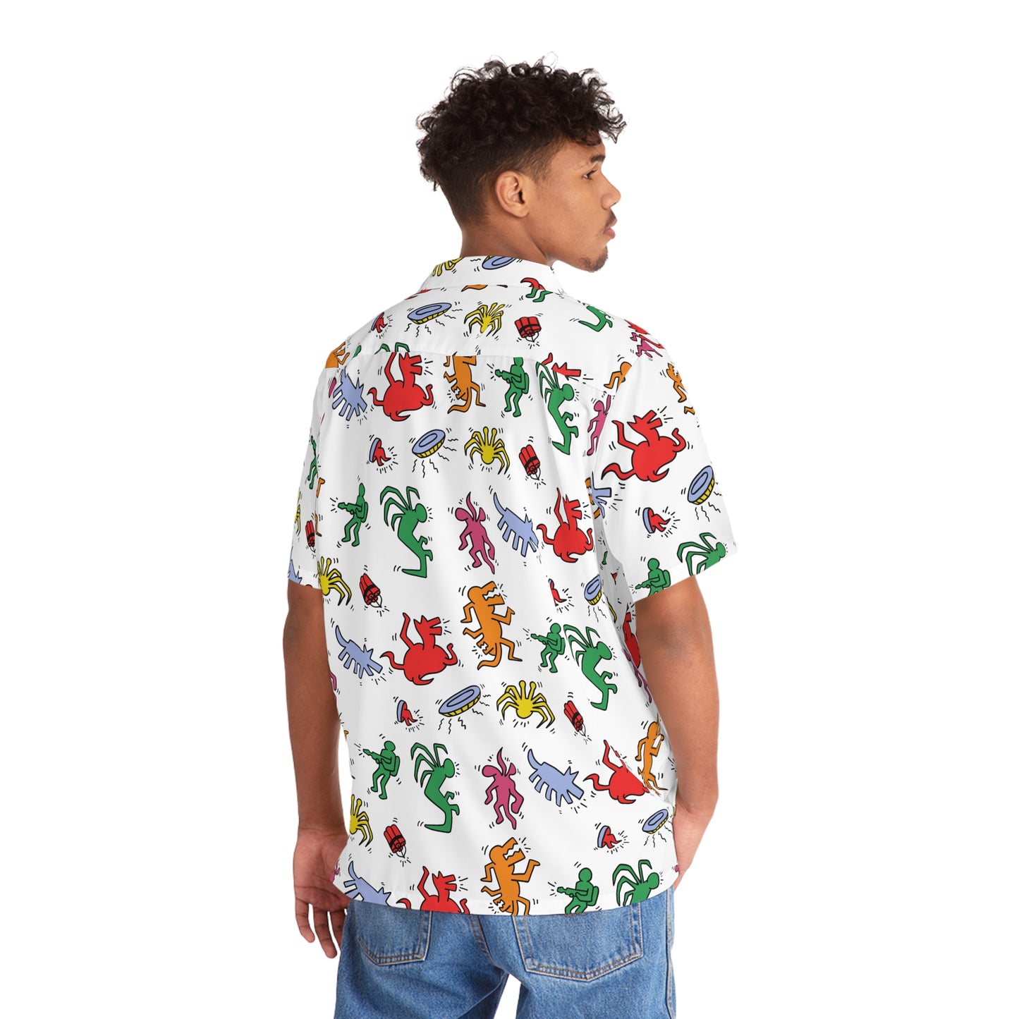 Kieth HarTHING allover print button-down shirt